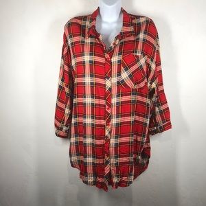 Love Potion red plaid button down shirt  medium